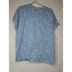 Blue Floral Scrub Top Medical Uniform